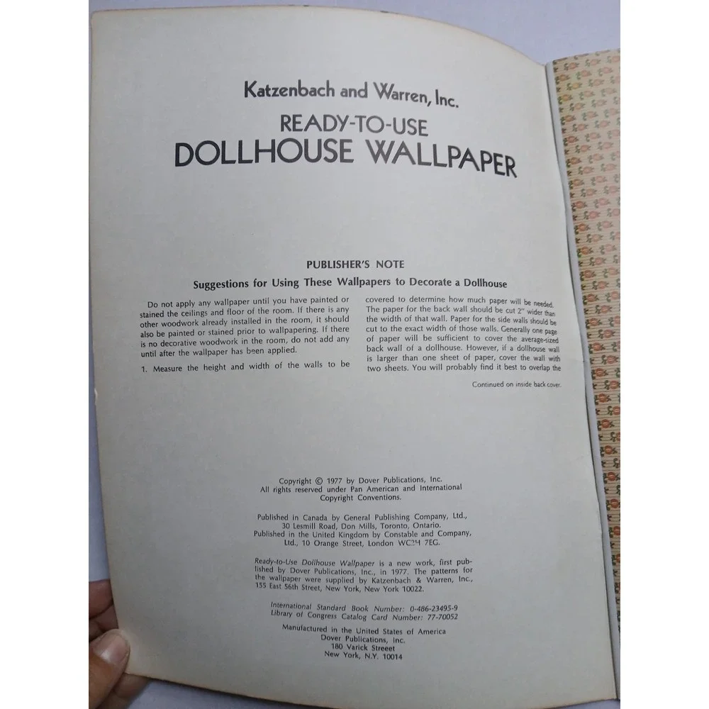 VINTAGE‎ 'READY-TO-USE DOLLHOUSE WALLPAPER' KATZENBACH & WARREN 1977 SIX DESIGNS
